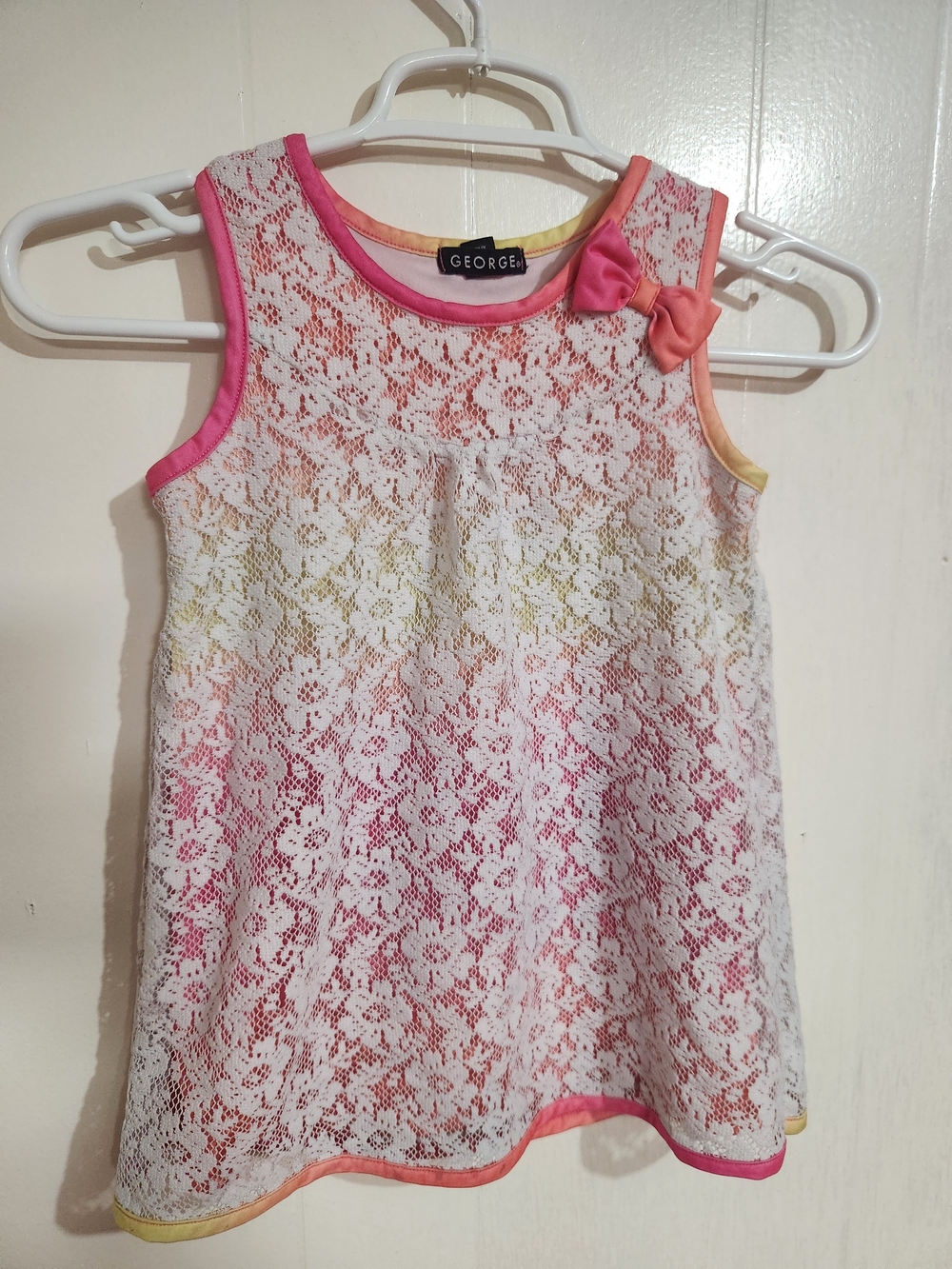 George Girls' Size 6-6X Pink Lace Overlay Tank Top